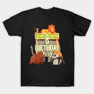 8 Years Old Birthday Boy Zoo Matching Family T-Shirt